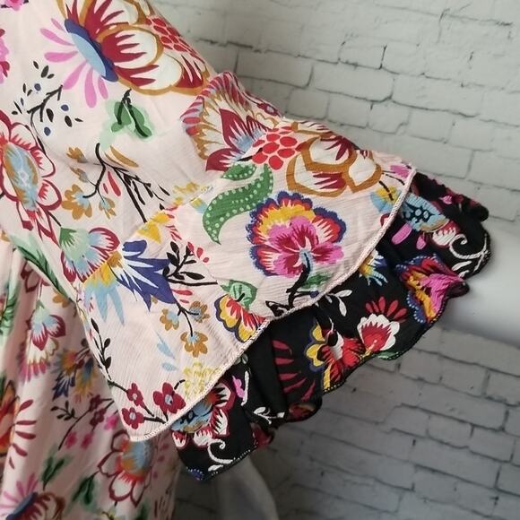 Democracy Womens XS Blouse Top Pink Boho Floral 3/4 Sleeve NEW Hippie - Picture 4 of 14